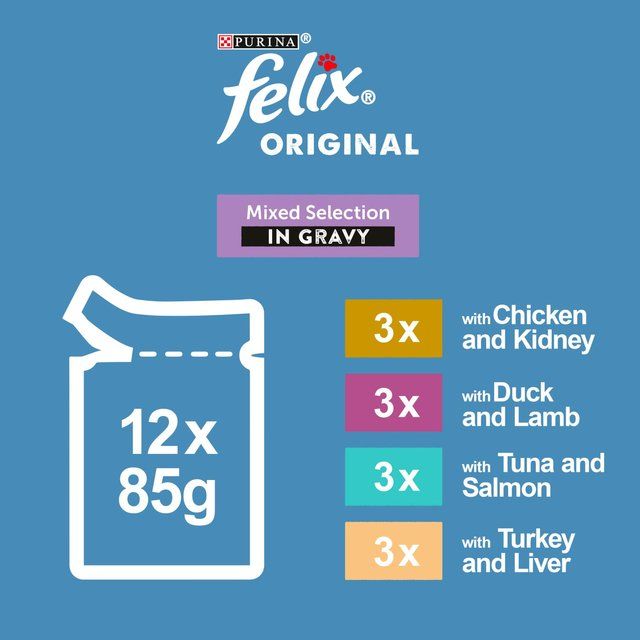 Felix Original Mixed Selection in Gravy Wet Cat Food 12 x 85g