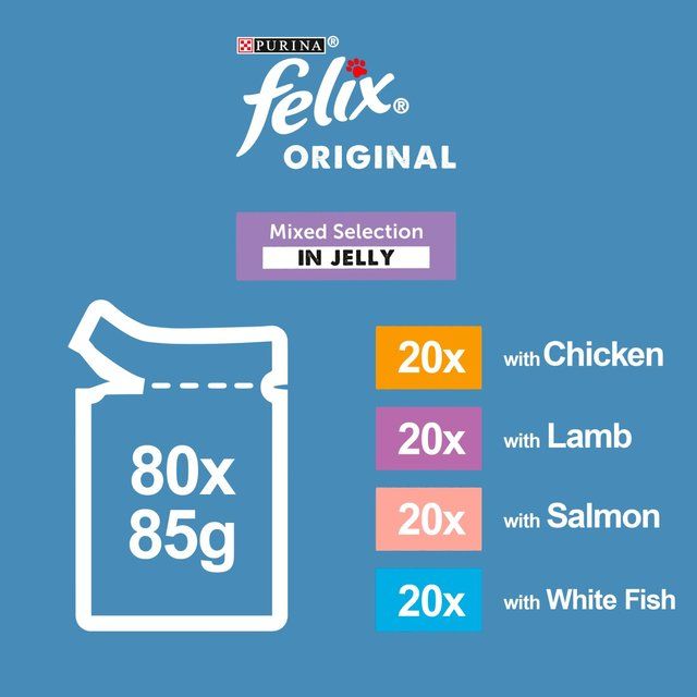 Felix Orignal Cat Food Senior Mixed Selection in Jelly Wet Cat Food 80 x 85g