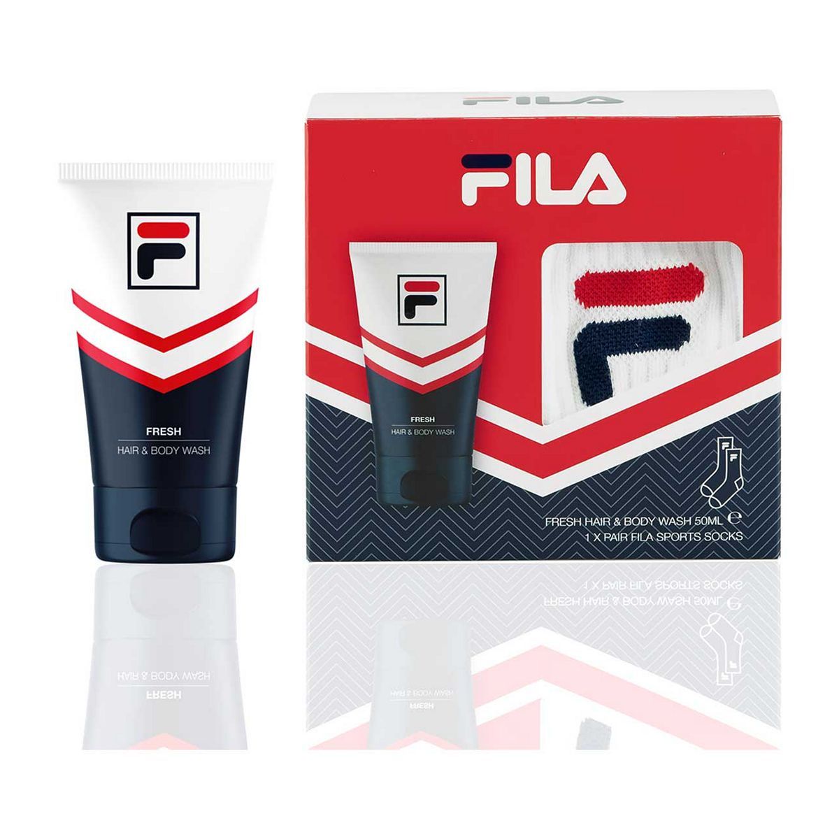 FILA Socks & 50ml Fresh Body Wash Gift Set