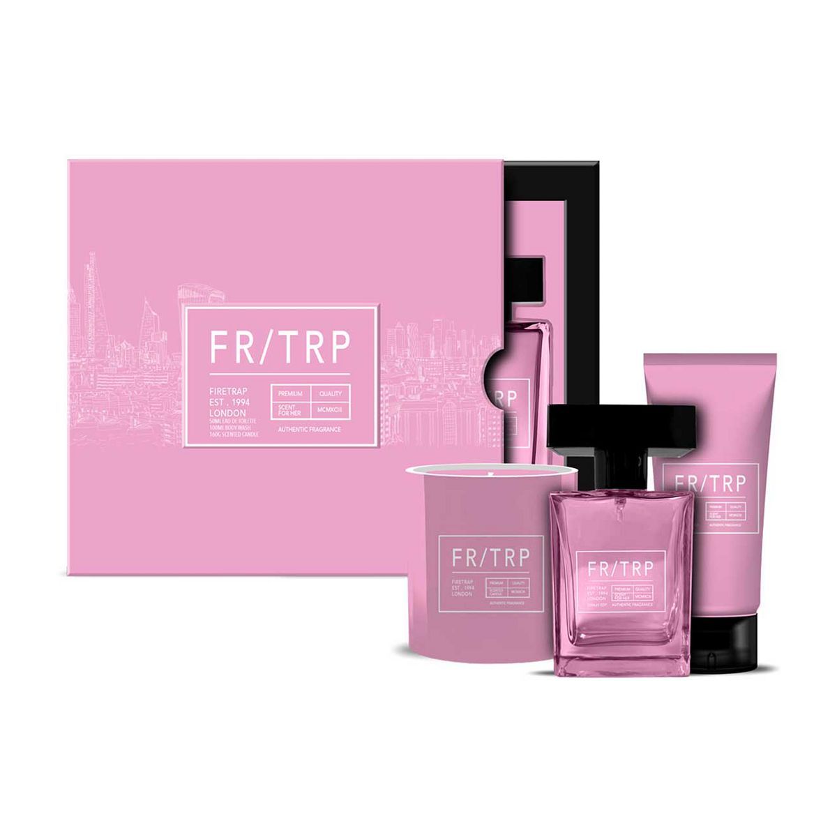 Firetrap Ladies Set with 50ml Eau De Toilette, 100ml Shower Gel & Candle