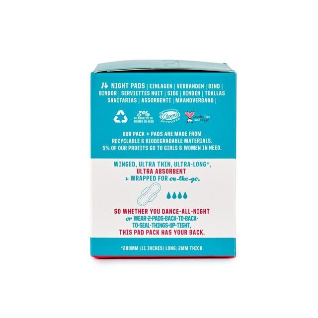 FLO Bamboo Sanitary Night Pads Winged & Ultra Thin 14 per pack