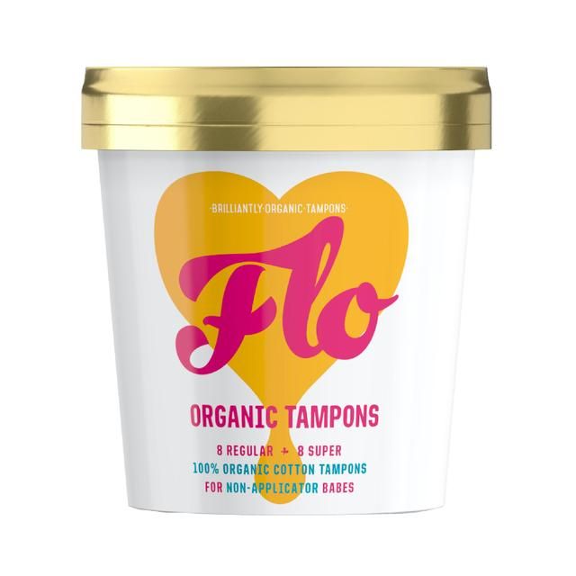 FLO Organic Non-Applicator Tampons Regular + Super Combo Pack 16 per pack