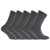FLOSO Kids Plain School Socks (Pack Of 5) (9-12) Grey