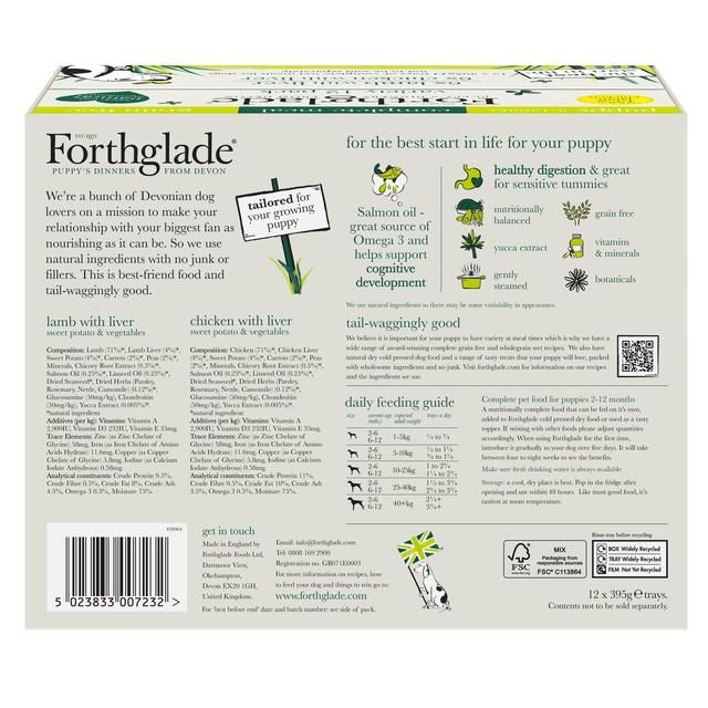 Forthglade Complete Puppy Grain Free Variety Lamb & Chicken 12 x 395g