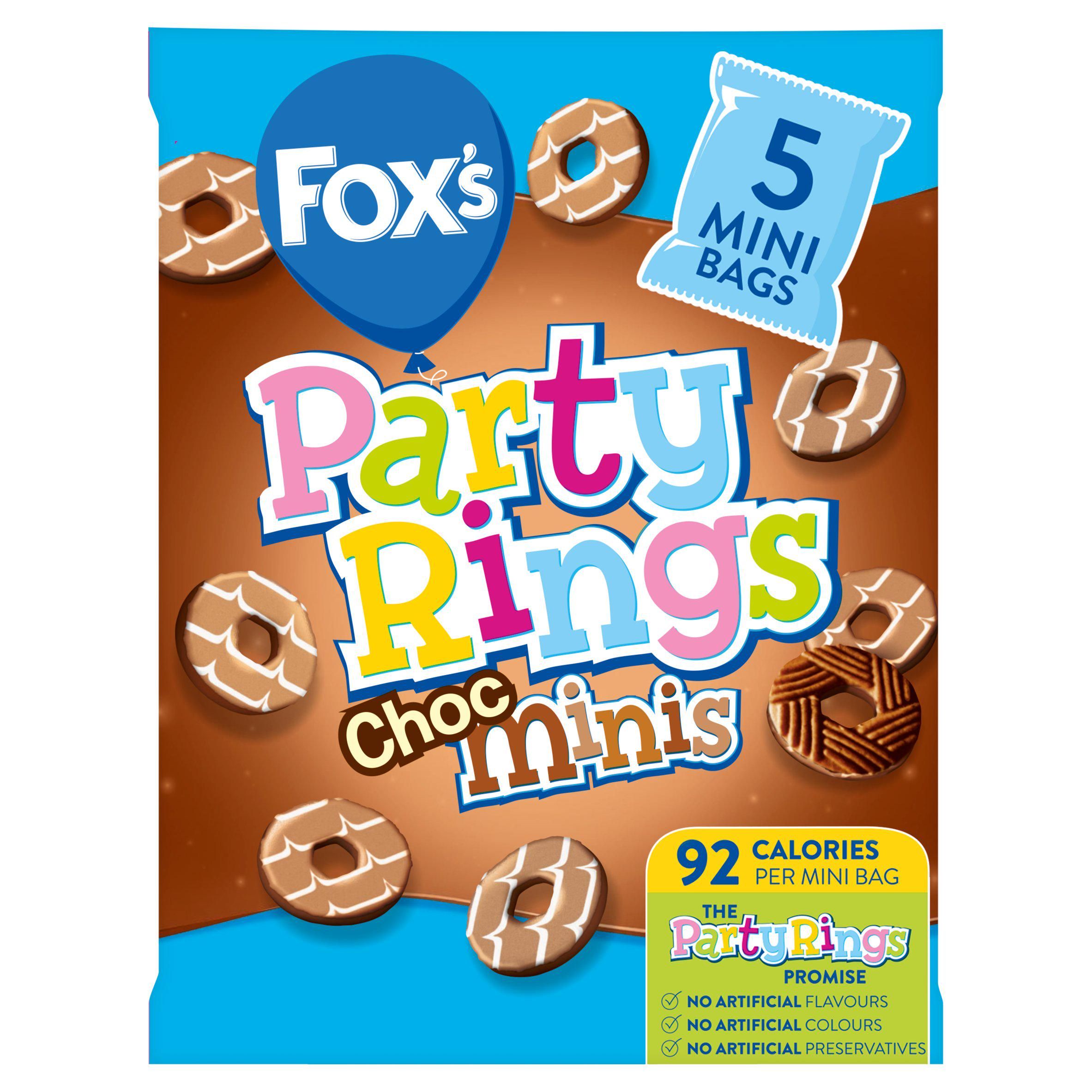 Fox’s Biscuits Party Rings Choc Minis Multipack, 5 Pack, 5x21g