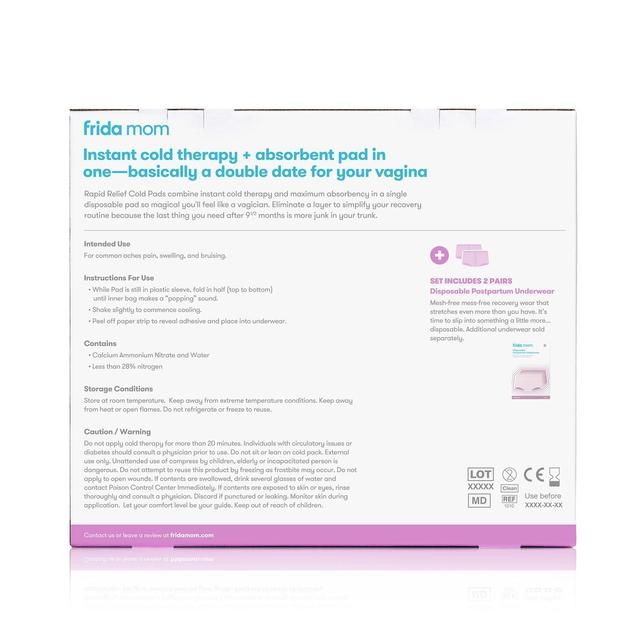 Frida Mom Instant Ice Maxi Pads (8pk + 2 boyshort disposable underwear) 8 per pack