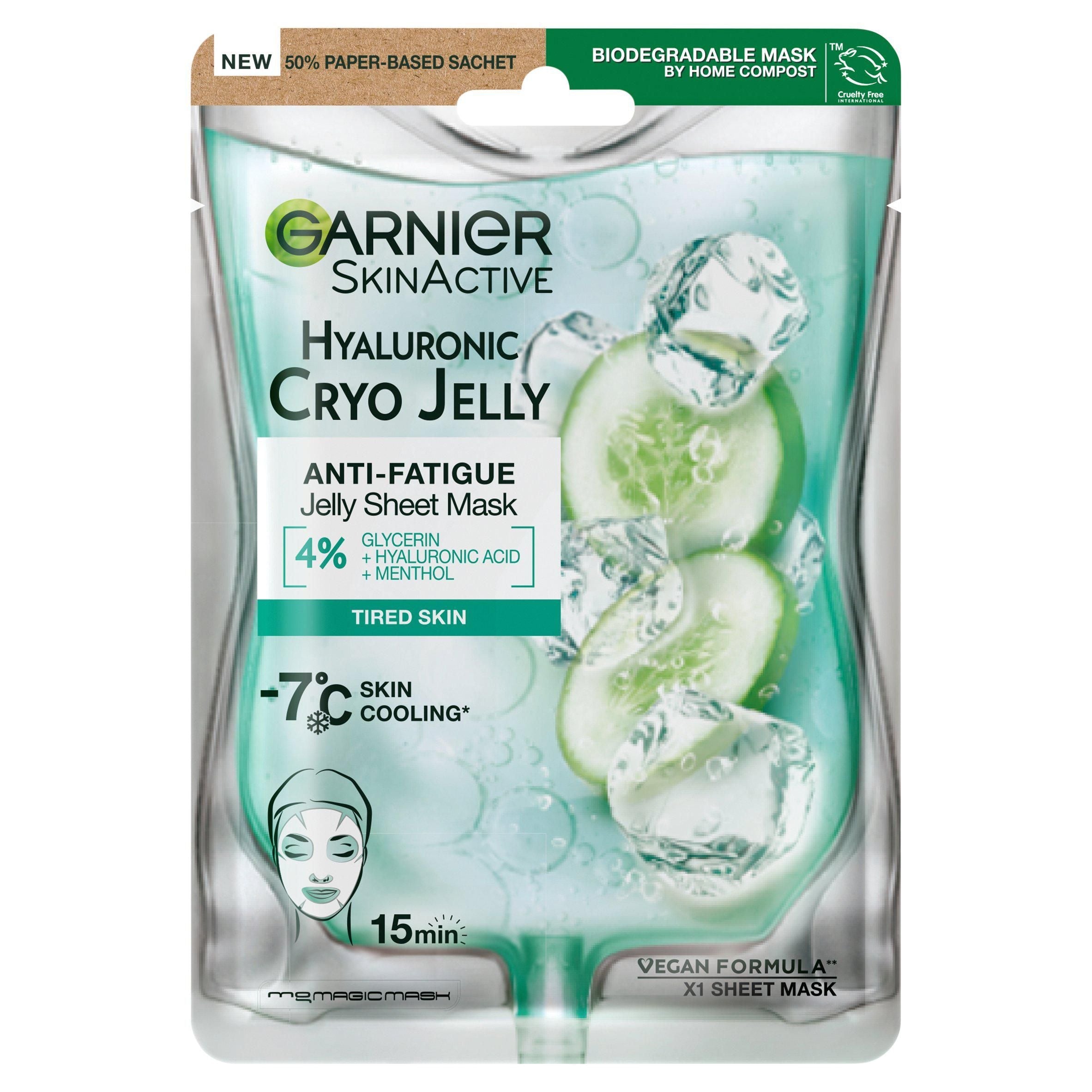 Garnier Anti-Fatigue Hyaluronic Acid & Icy Cucumber Cryo Jelly Face Mask