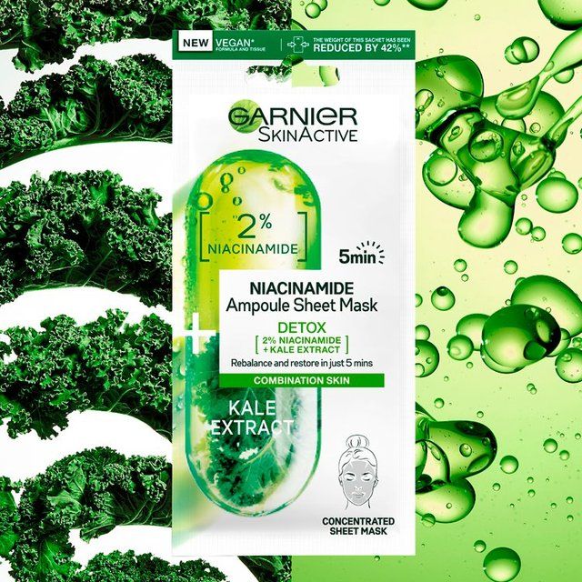 Garnier SkinActive Niacinamide Detox Ampoule Sheet Mask Kale 15g