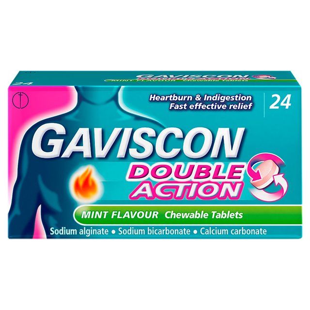 Gaviscon Double Action Tabs Heartburn Indigestion Mint 24 per pack