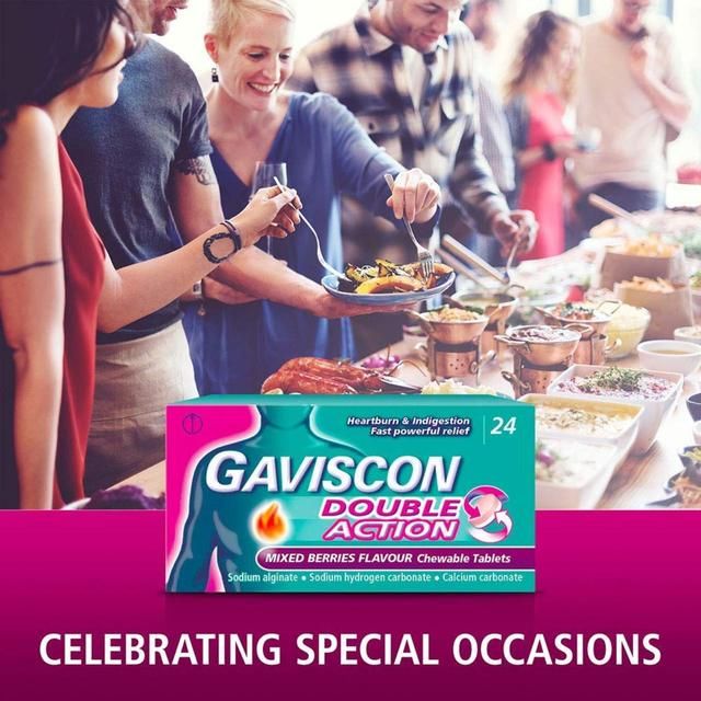 Gaviscon Double Action Tabs Heartburn Indigestion Mixed Berry 24 per pack