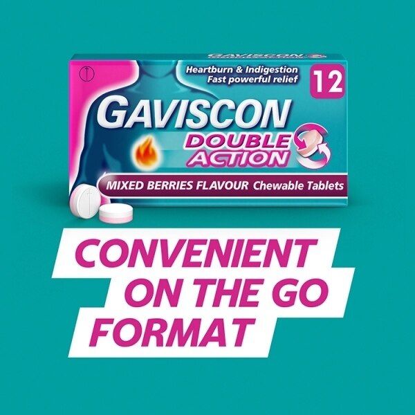 Gaviscon Heartburn Double Action Mixed Berry Tablets 12s