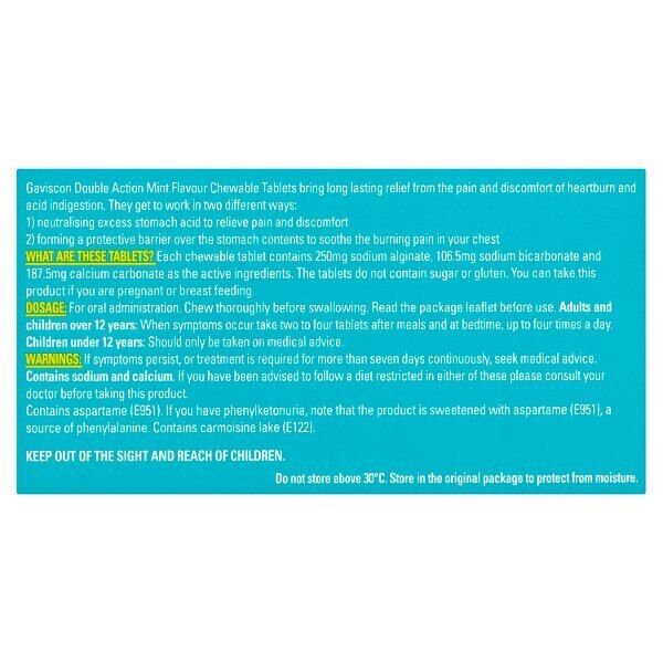 Gaviscon Heartburn & Indigestion Double Action Mint 48s