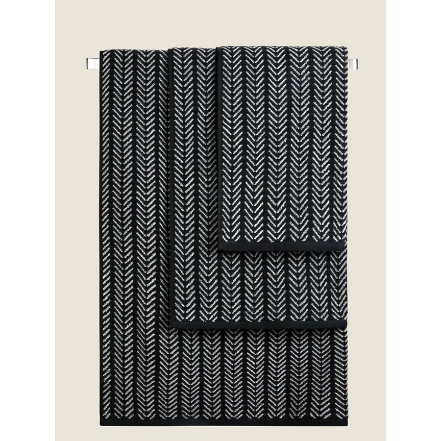 George Home Black & White Herringbone Hand Towel