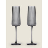 George Home Grey Ribbed Champagne Glass - Set of 2