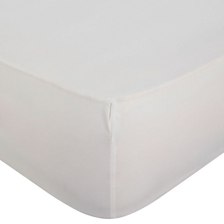 George Home White Brushed Cotton Fitted Sheet - Double