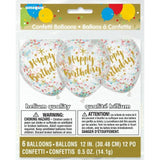 Glitzy Birthday Balloons with Confetti 6 per pack