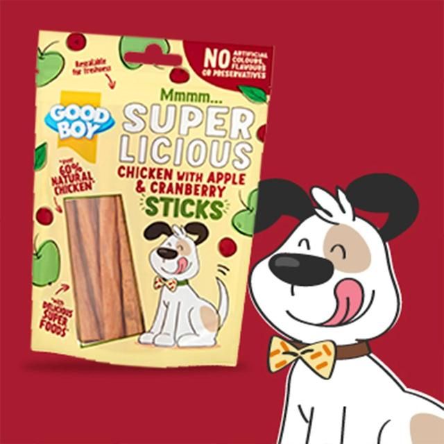 Good Boy Superlicious Chicken Apple & Cranberry Stick Dog Treats 100g