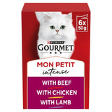 Gourmet Mon Petit Meaty Variety Beef Chicken Lamb Wet Cat Food 6 x 50g