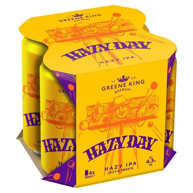 Greene King Hazy Day Hazy IPA 4.3% ABV Craft Beer Cans 4 x 330ml