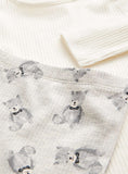 Grey Teddy Bear Print Bib, Bodysuit & Leggings Set 6-9 months