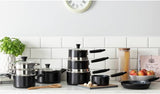 Habitat 9 Piece Aluminium Pan Set - Black
