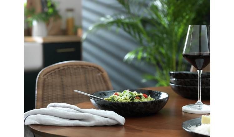 Habitat Preto 4 Piece Stoneware Pasta Bowls - Black