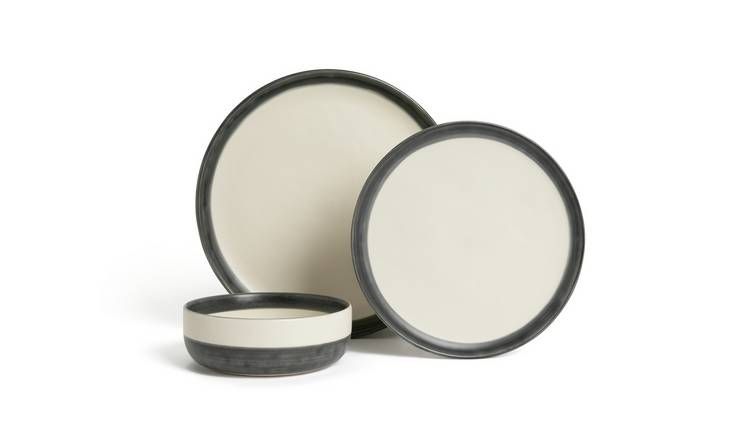 Habitat Stripe 12 Piece Stoneware Dinner Set - Multicoloured