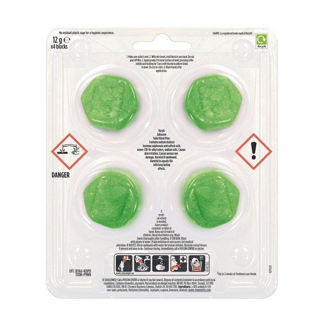 Harpic Hygienic & Fresh Pine Stickers Toilet Freshener 4 per pack