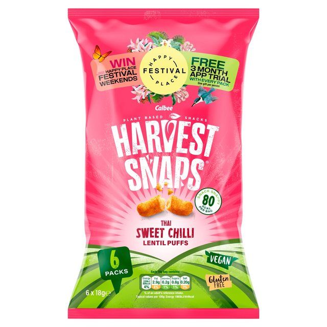 Harvest Snaps Lentil Puff Thai Sweet Chilli Multipack Snacks 6 per pack
