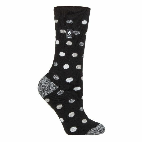 Heat Holders Lite Womens Insulated Thermal Socks 4-8 UK Black/ White (Malaga)