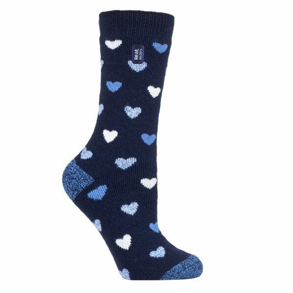 Heat Holders Lite Womens Insulated Thermal Socks 4-8 UK Navy Heart (Jasmine)