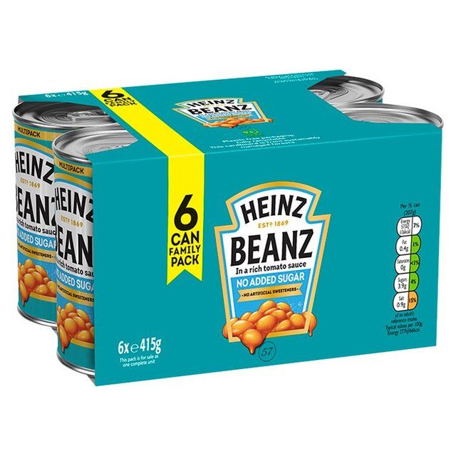 Heinz No Added Sugar Tinned Baked Beans 6 x 415g