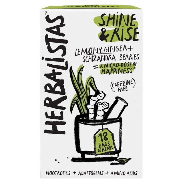 Herbalistas Shine & Rise Herbal Tea with Lemongrass Ginger & Schizandra 18 per pack