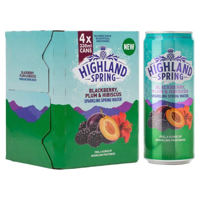 Highland Spring Sparkling Water Blackberry Plum & Hibiscus 4 x 330ml