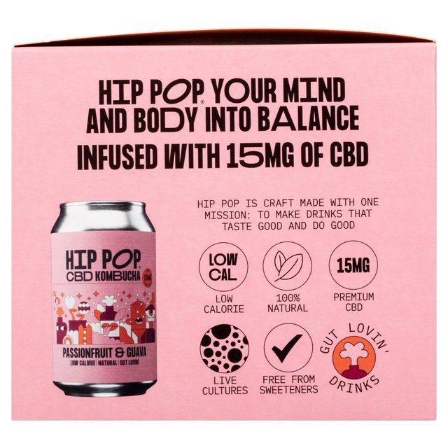 Hip Pop Passionfruit & Guava CBD Kombucha 4 x 330ml 4 x 330ml