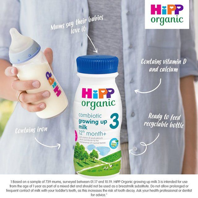 HiPP Organic 3 Baby Toddler Milk Liquid Formula 1+ Years 200ml
