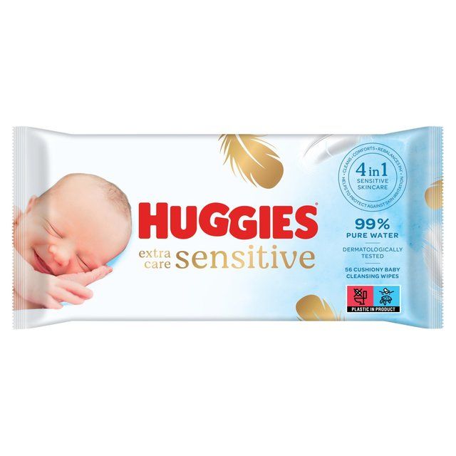 Huggies Extra Care Sensitive 99% Water Baby Wipes 56 per pack