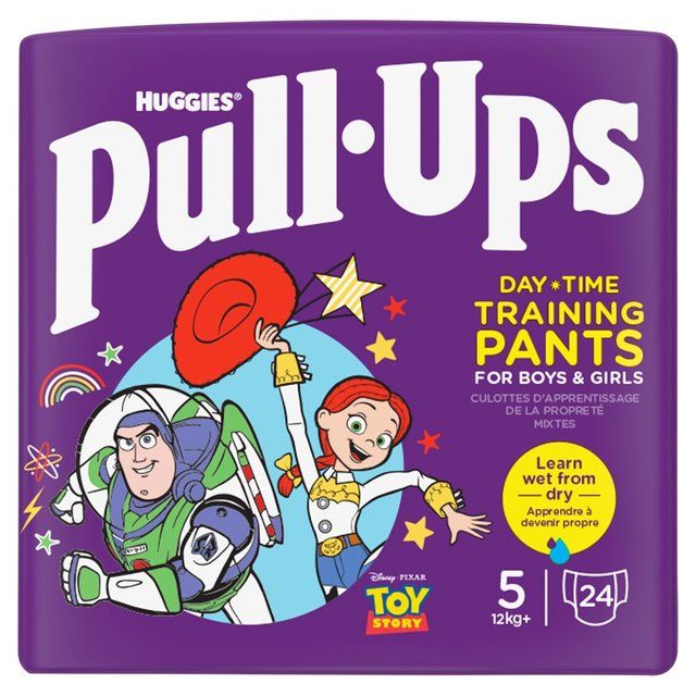 Huggies Pull-Ups Day Time Unisex Nappy Pants - Size 5 - 24 Pants 24 per pack
