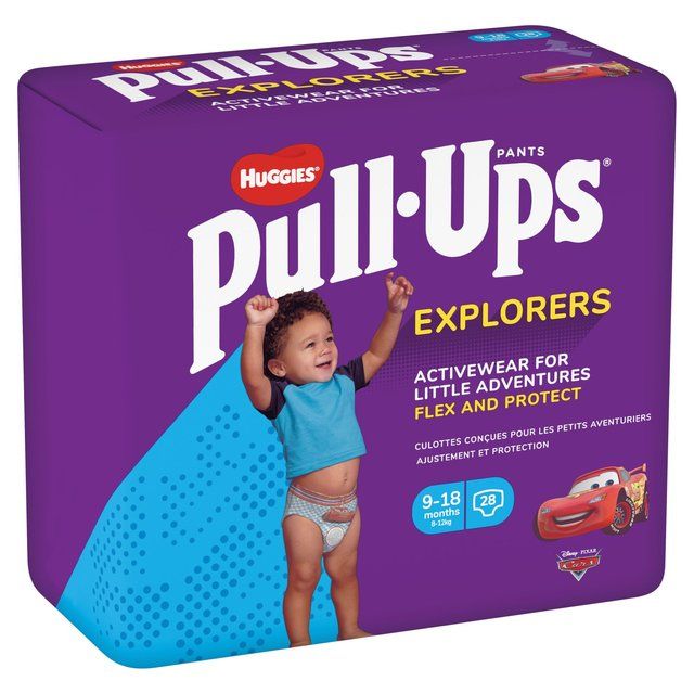 Huggies Pull-Ups Explorers Boys Nappy Pants Size 3-4 (9-18 mths) 28 per pack