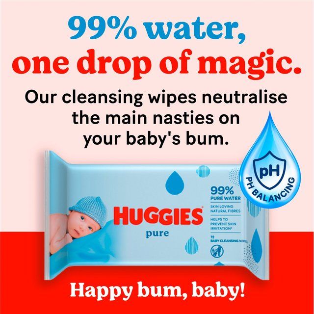 Huggies Pure 99% Water Baby Wipes 56 per pack
