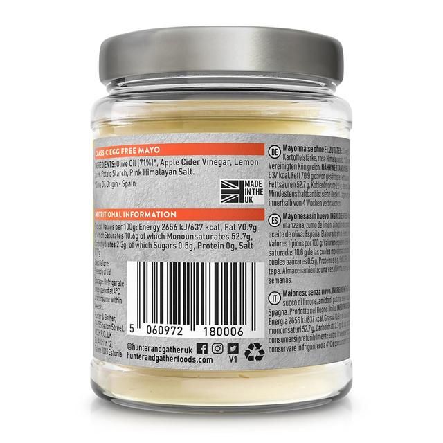 Hunter & Gather Egg Free Olive Oil Mayo 250g