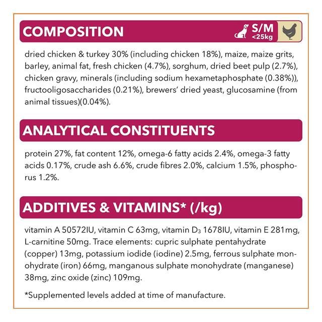 IAMS for Vitality Small/Medium Breed Senior Dry Dog Food with Fresh chicken 12kg