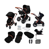 Ickle Bubba Stomp V4 travel system with galaxy car seat & isofix base bronze colour/midnight