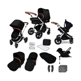 Ickle Bubba Stomp V4 travel system with galaxy car seat & isofix base chrome/midnight