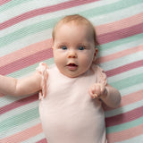 Ziggle Baby Blanket Pink White Green Stripes