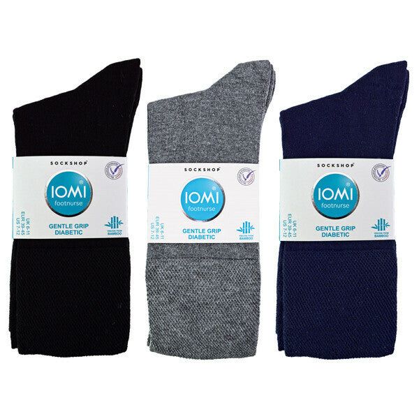 IOMI 6 Pairs Mens Seamless Diabetic Bamboo Socks 6-11 UK
