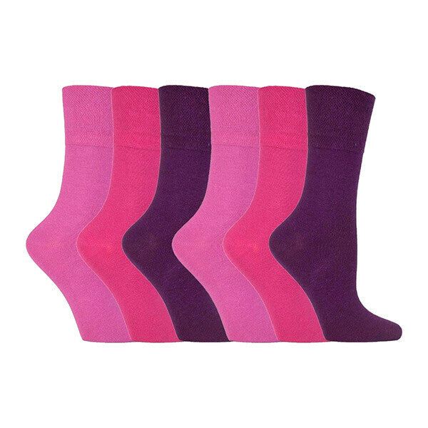 IOMI Ladies 6 Pairs Non Elastic Diabetic Socks 4-8 UK Pink / 6EA