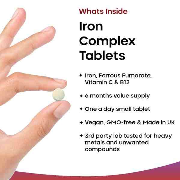 Iron Tablets Complex High Strength Complex + Vitamins C, B12