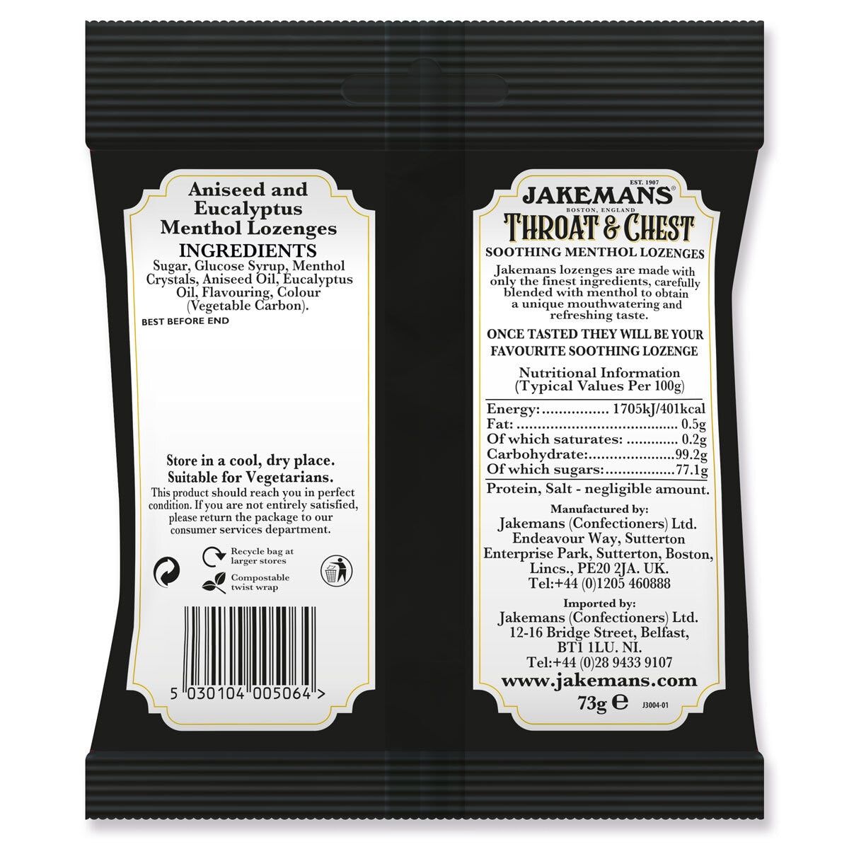 Jakemans Throat & Chest Lozenges, 12 x 73g