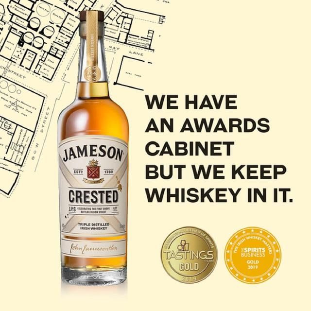Jameson Crested Triple Distilled Blended Irish Whiskey   70cl